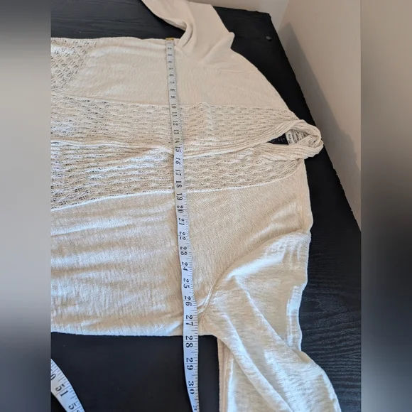 Style & Co Woman 2X Cream Pointelle Knit Boho Open Front Linen Blend Old Money, - Picture 5 of 8